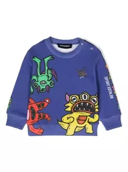 Dsquared2 толстовка с графичным принтом, синий