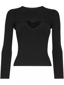 DSQUARED2 топ в рубчик с вырезами, черный