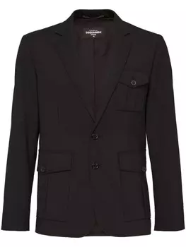 DSQUARED2 твиловый однобортный пиджак, черный