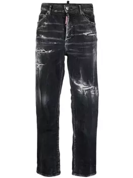 Dsquared2 укороченные джинсы с эффектом потертости, черный