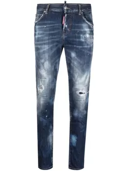 Dsquared2 укороченные джинсы с эффектом потертости, синий
