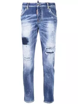 Dsquared2 укороченные джинсы с эффектом потертости, синий