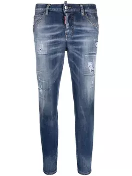 Dsquared2 укороченные джинсы с эффектом потертости, синий