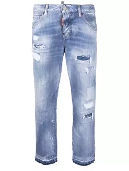 Dsquared2 укороченные джинсы с эффектом потертости, синий