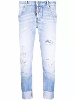 DSQUARED2 укороченные джинсы с эффектом потертости, синий