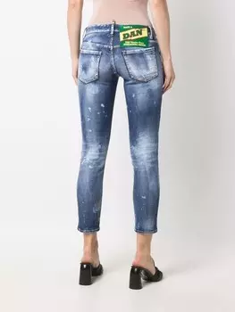 DSQUARED2 укороченные джинсы с эффектом потертости, синий