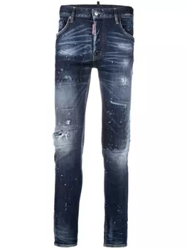 Dsquared2 узкие джинсы с эффектом потертости, синий