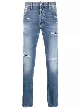 Dsquared2 узкие джинсы с эффектом потертости, синий