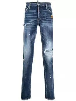 Dsquared2 узкие джинсы с эффектом потертости, синий