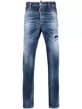 Dsquared2 узкие джинсы с эффектом потертости, синий