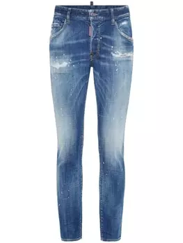 DSQUARED2 зауженные брюки с эффектом потертости, синий