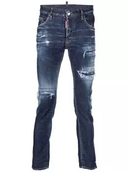 Dsquared2 зауженные джинсы с эффектом потертости, синий