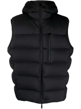 Дутый жилет с капюшоном Moncler, черный
