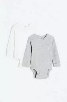 Два комплекта боди регулируемой посадки с длинными рукавами H&M, серый