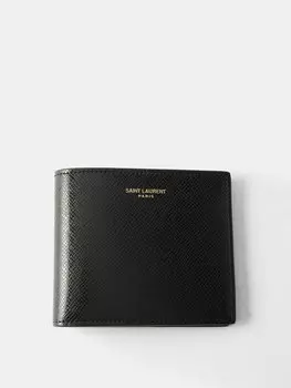 Двойной кожаный кошелек Saint Laurent, черный