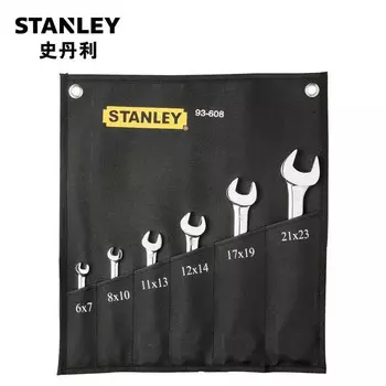 Двойной рожковый ключ Stanley, метрический, полированный, двусторонний ключ 6–23 мм, набор из 6 предметов 93-608-22