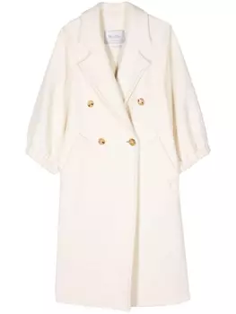Двубортное кашемировое пальто Max Mara, белый