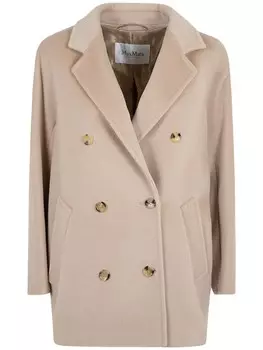 Двубортное пальто Max Mara, нейтральный цвет