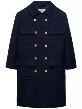 Двубортное пальто Prada, синий