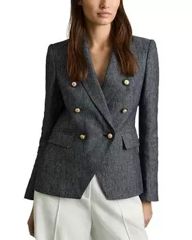 Двубортный блейзер REISS, синий