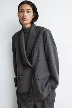 Двубортный пиджак H&M, серый
