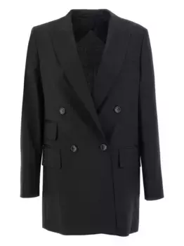 Двубортный шерстяной блейзер MAX MARA, черный