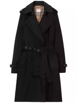 Двубортный тренч Kensington BURBERRY, черный