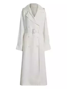 Двубортный тренч с поясом Ralph Lauren Collection, белый