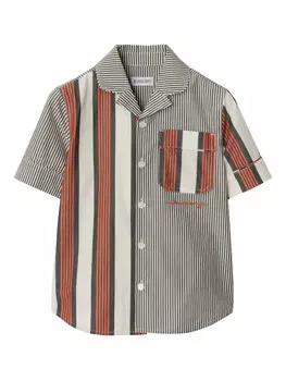 Двухцветная полосатая рубашка Burberry Kids, серый