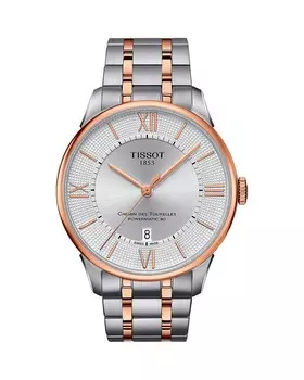 Двухцветные часы Tissot Chemin des Tourelles Powermatic 80, 42 мм, серебряный