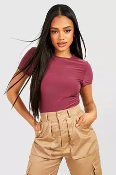 Двухслойное облегающее боди с короткими рукавами Boohoo, сиреневый