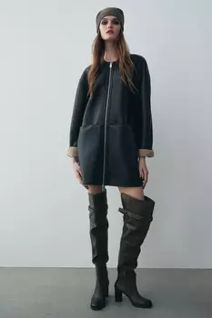 Двухстороннее пальто ZARA, черный