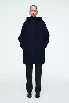 Двустороннее шерстяное пальто - oversized fit COS, темно-синий