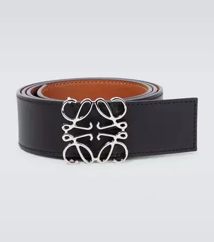 Двусторонний кожаный ремень Anagram Loewe, черный