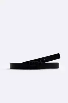 Двусторонний кожаный ремень ZARA, черный