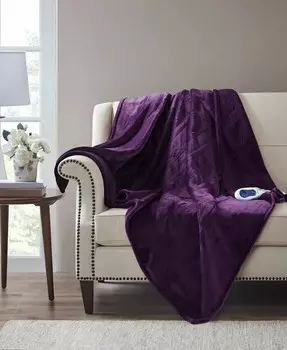 Двусторонний плюшевый плед Microlight Electric в берберском стиле, 60 x 70 дюймов Beautyrest, фиолетовый