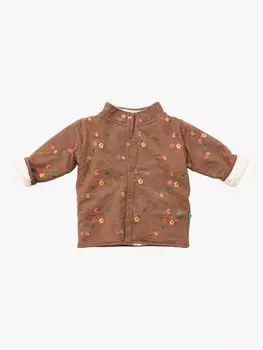 Двусторонняя куртка из шерпы Little Green Radicals Baby Fall Leaves, коричневая