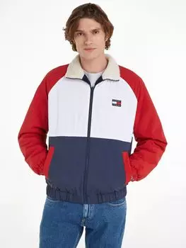 Двусторонняя куртка Tommy Jeans из шерпы, темно-синий/разноцветный