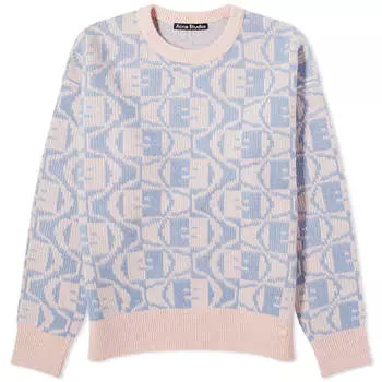 Джемпер Acne Studios Katch 2 Tone Face, цвет Faded Pink Melange & Light Blue