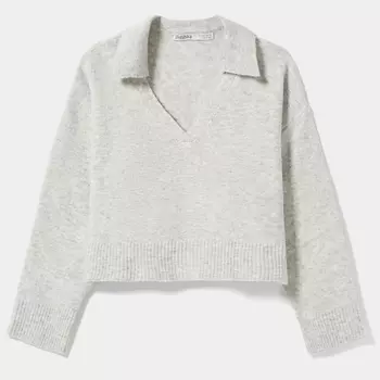 Джемпер Bershka Polo Collar, серый