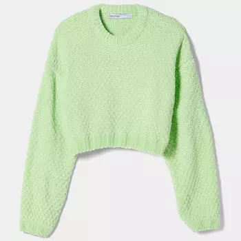 Джемпер Bershka Textured Chenille, светло-зеленый
