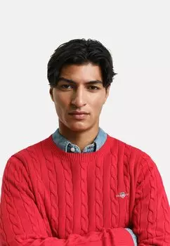 Джемпер CABLE C-NECK GANT, красный