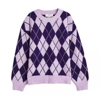 Джемпер H&amp;M Argyle-patterned Jacquard-knit, фиолетовый