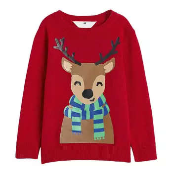Джемпер H&amp;M Jacquard-knit Cotton, красный