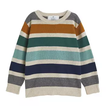 Джемпер H&amp;M Jacquard-knit Cotton, светло-бежевый/мультиколор