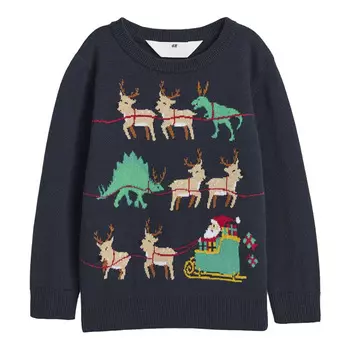 Джемпер H&M Jacquard-knit Cotton, темно-синий