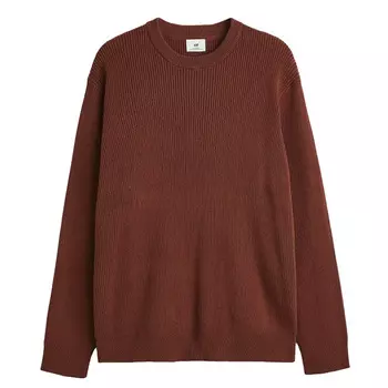 Джемпер H&amp;M Relaxed Fit Rib-knit, коричневый