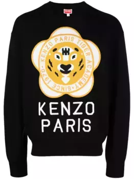 Джемпер из смесовой шерсти с нашивкой-логотипом KENZO, черный