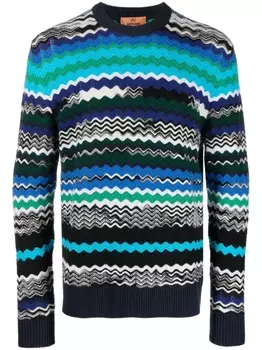 Джемпер из смесовой шерсти с узором зигзаг Missoni, синий