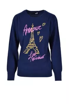 Джемпер Love Moschino с принтом, синий